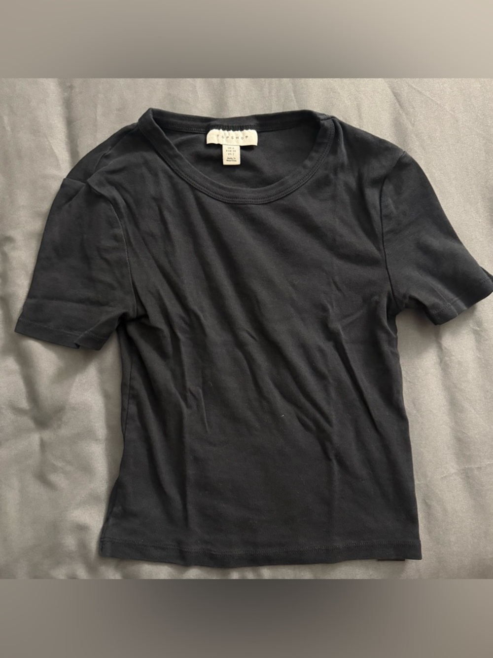 Topshop Black Short-Sleeve Crewneck Tee